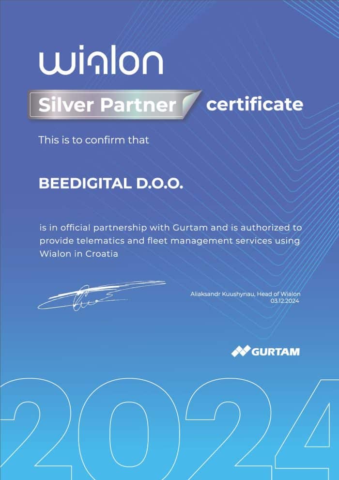 Wialon Silver Partner certifikat BeeDigital