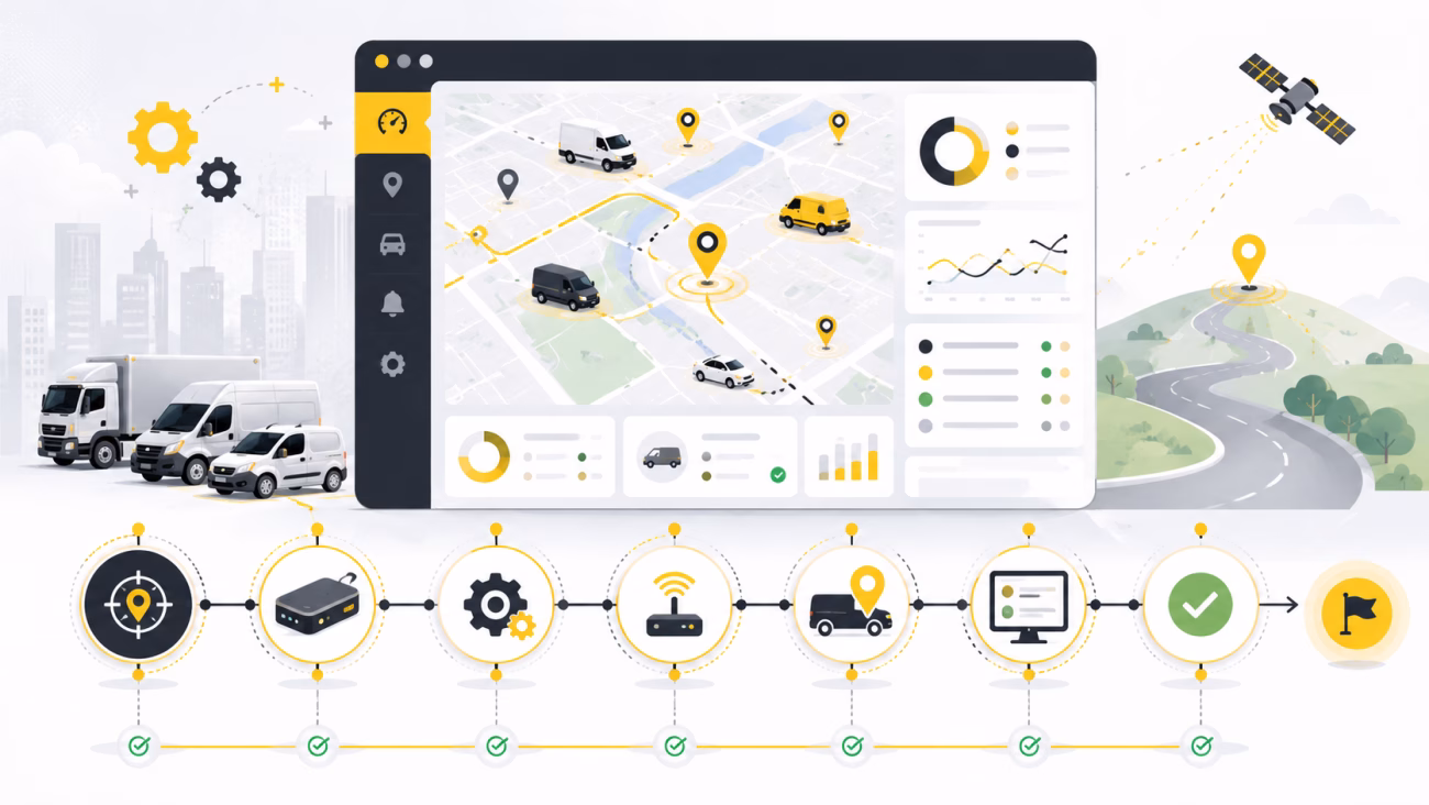 Plan uvođenja GPS nadzora kroz sedam koraka s flotom, mapom i dashboardom